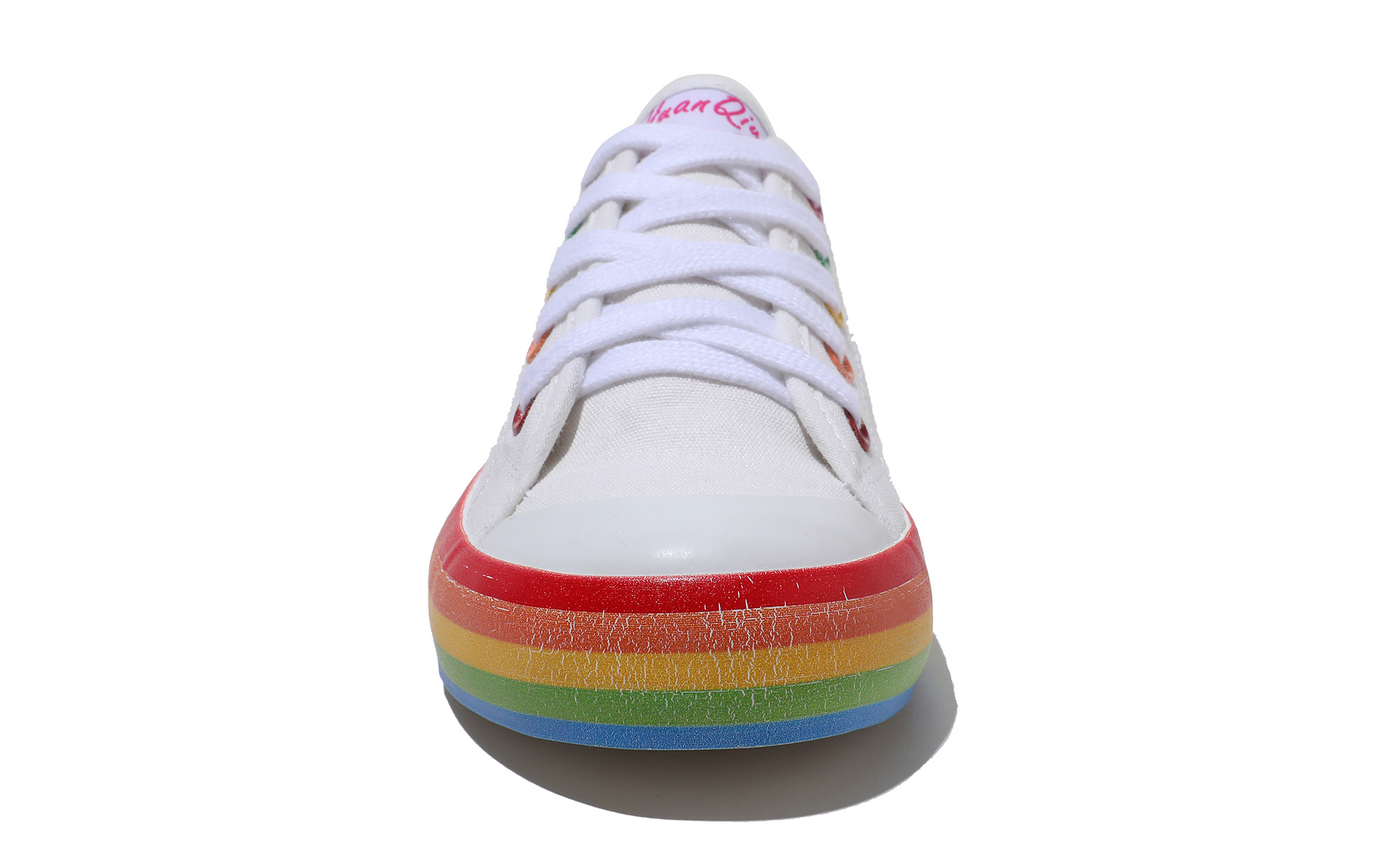 Baby white sneaker rainbow foxing